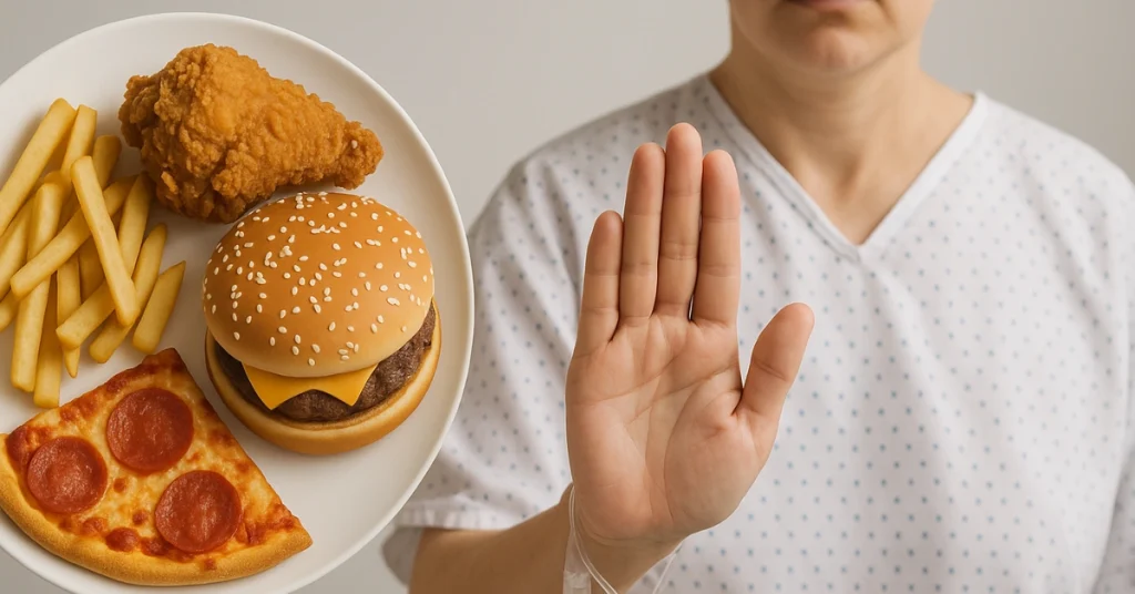 Paciente evitando alimentos remosos